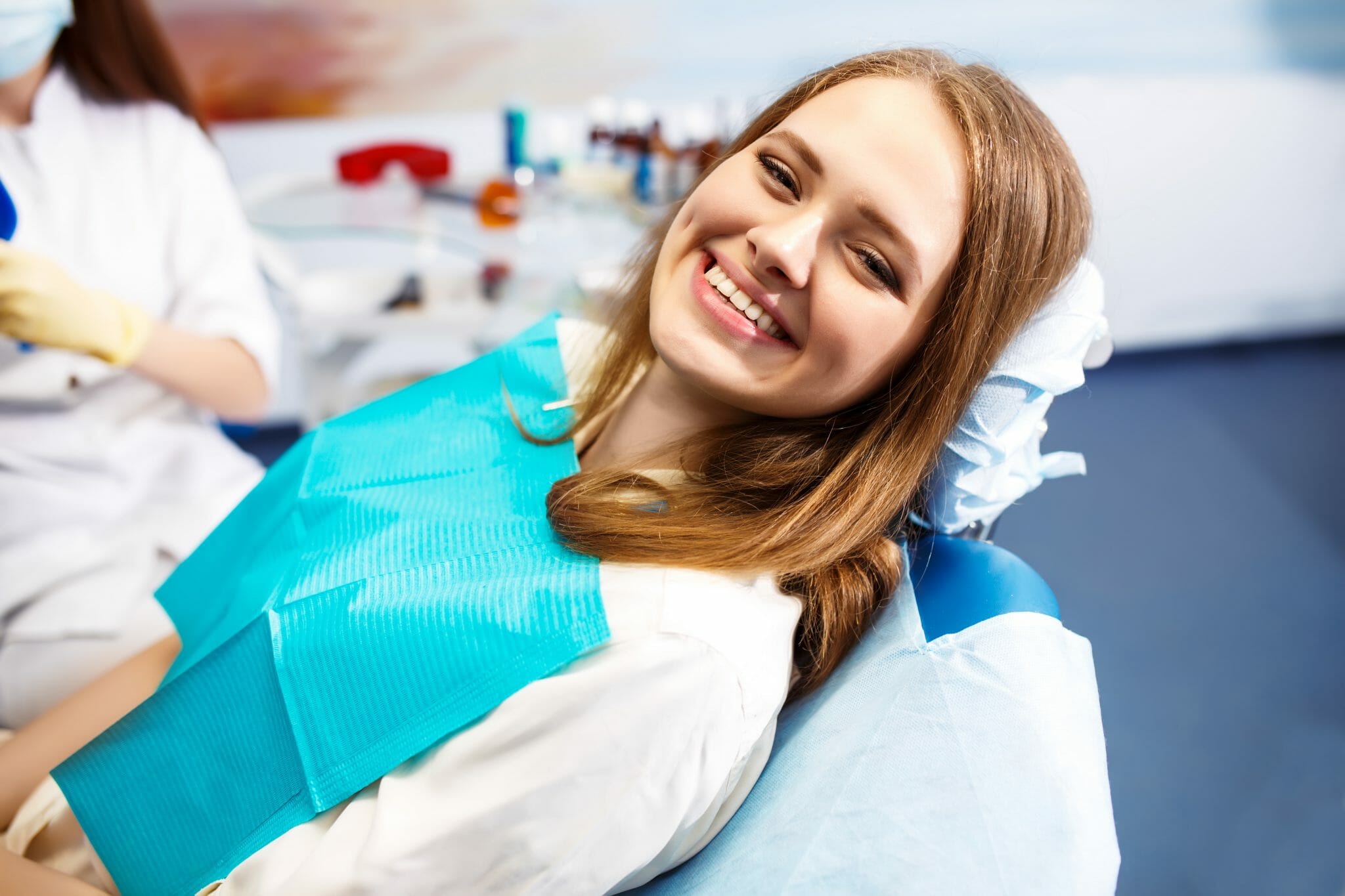 smiling patient at dentist appointment