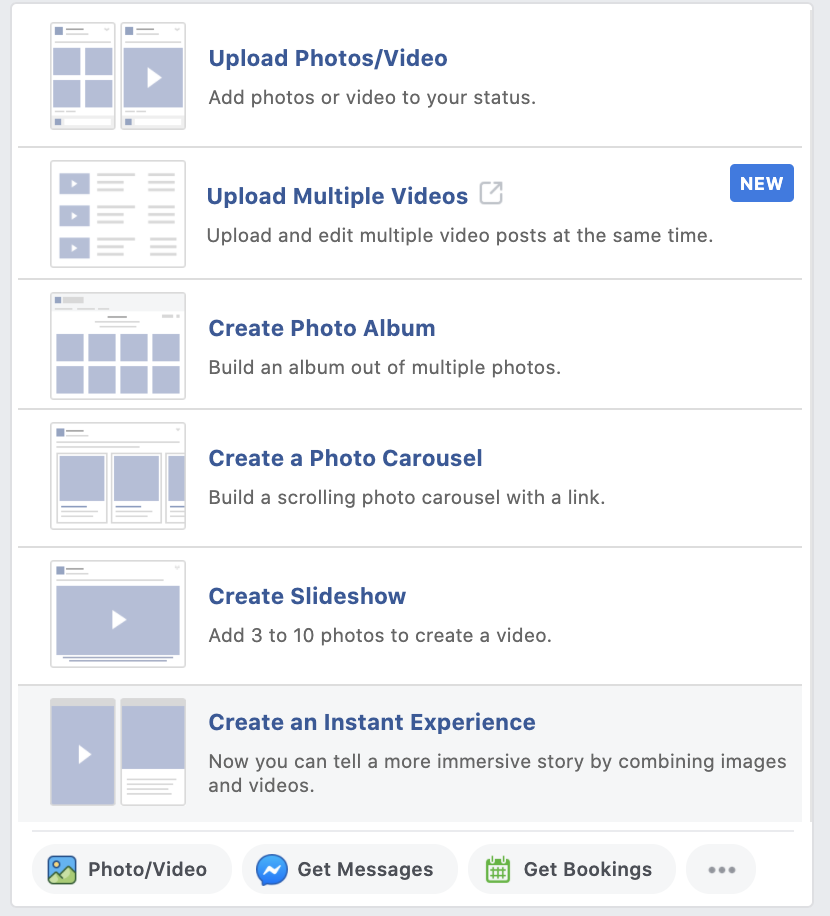 Instructions on how to upload a video to Facebook