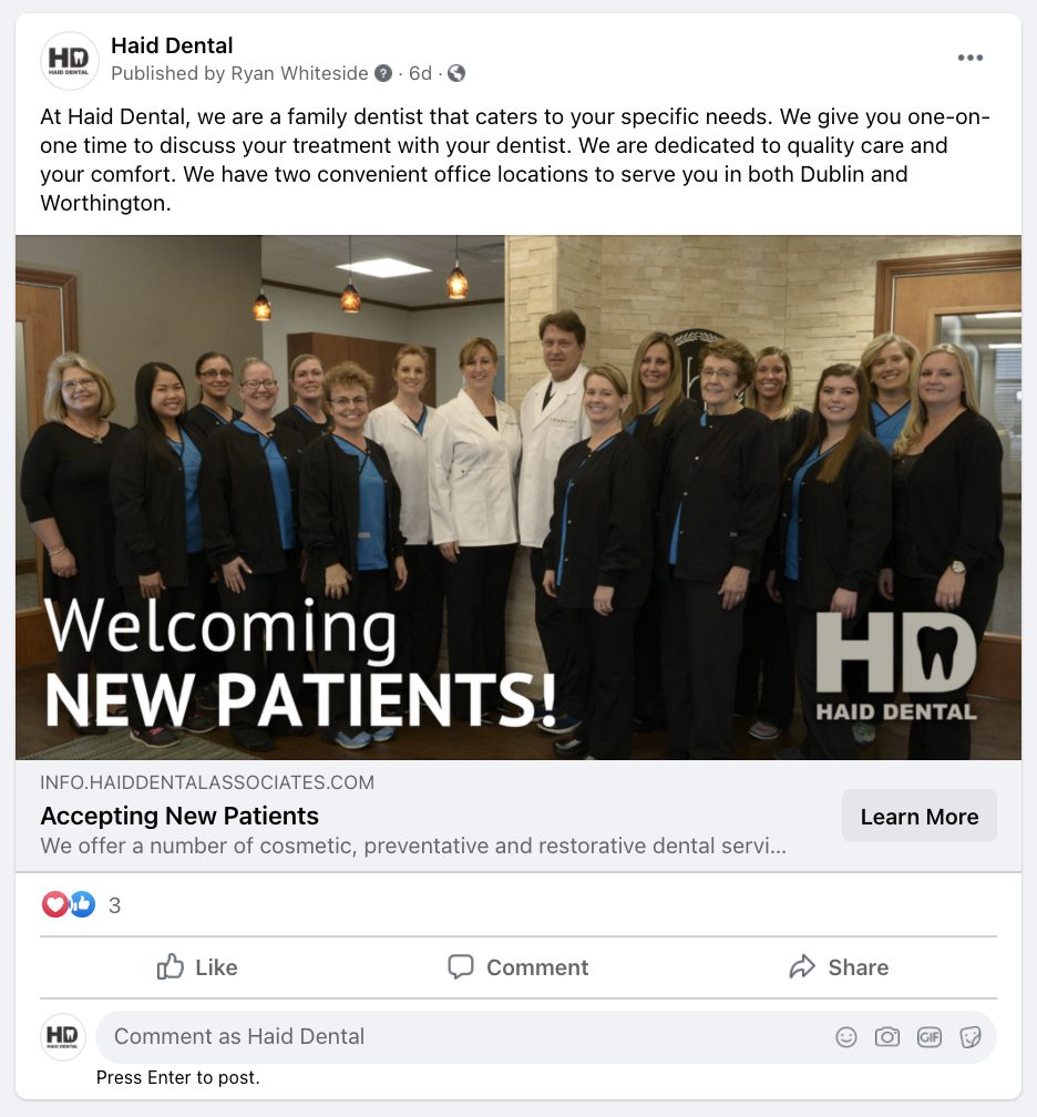 Haid Dental Association Facebook Ad