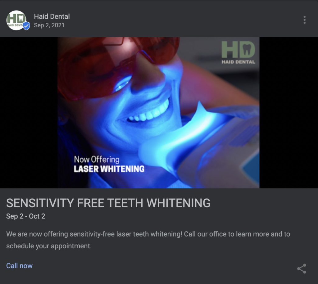 Example of Dental Blog with Woman using Blue light Teeth Whitener