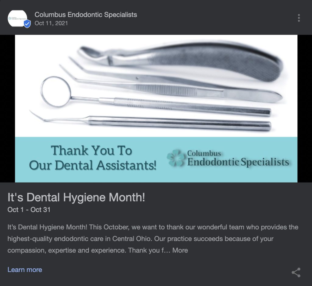Example of Post Showing off Dental Tools