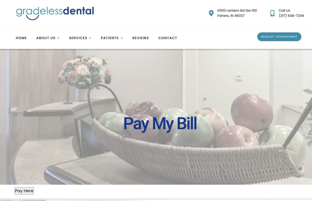 Online Bill Pay page on dental website