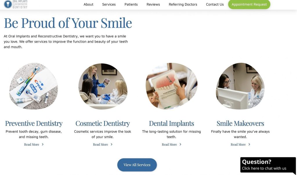 list of services on dental website