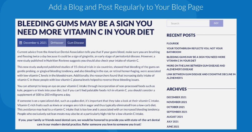 Add a Blog and Post Regularly to Your Blog Page