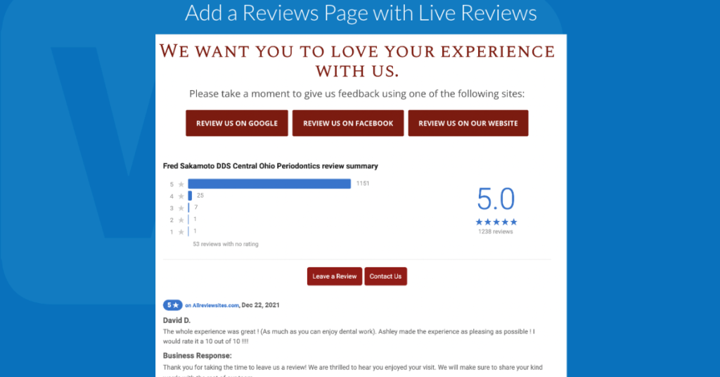 Add a Reviews Page with Live Reviews